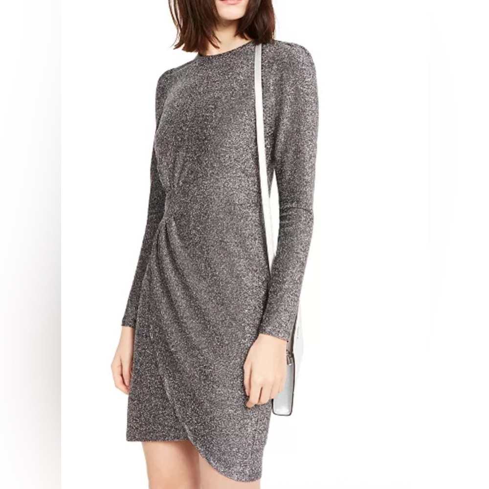 Michael Cors  Elegant Gray glitter Long-Sleeve Dress